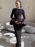 Velvet draped cocktail dress